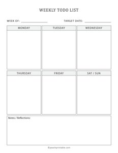 Weekly To Do List Template