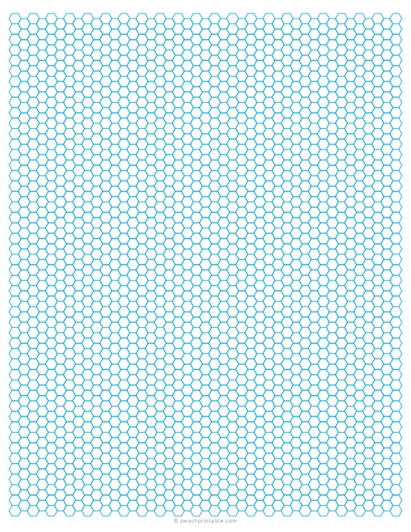1/4 Hex Graph Paper - Blue