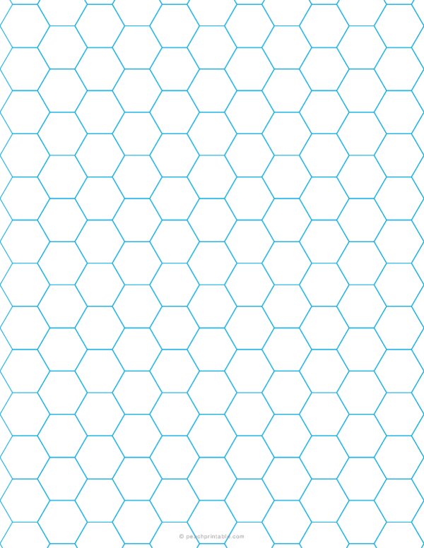 1 Inch Hex Graph Paper - Blue