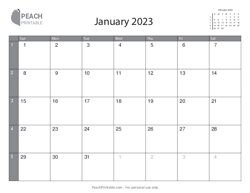 Printable 2023 Monthly Calendar (12 Months)