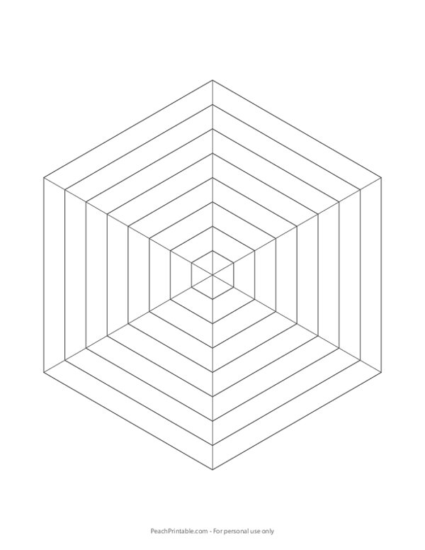 Hexagon Radar Chart Template - 6 Sides