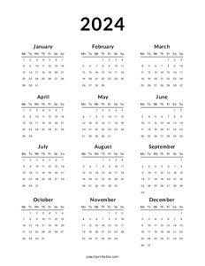 Minimalist 2024 Calendar - Year at a Glance