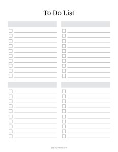 Minimalist To Do List - Blank Sections