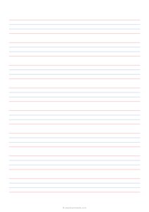 3/4 Handwriting Paper - 4 Lines - (A4 Size) - Red Blue