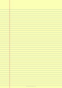 College Ruled - Yellow Lined Paper - (A4)