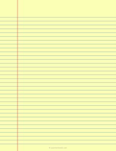 College Ruled - Yellow Lined Paper