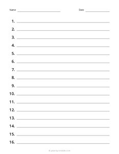 Numbered Lined Paper - 1