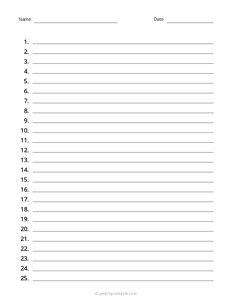 Numbered Lined Paper - 2