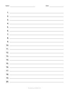 Numbered Lined Paper - 3