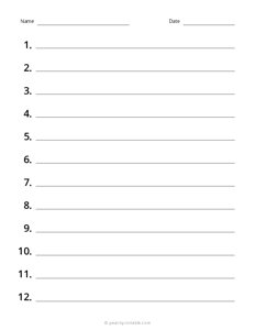 Numbered Lined Paper - 4