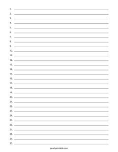 30 Item Numbered List - Single Column