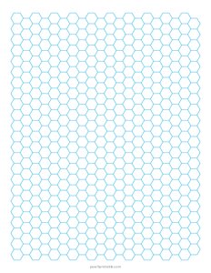 1/4 Hexagonal Graph Paper - Blue