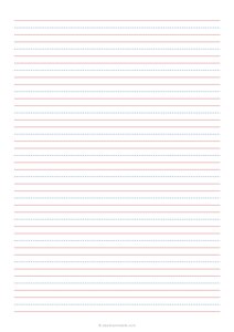 1/2 Handwriting Paper (A4) - Red Blue