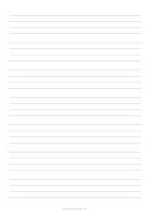 1 Handwriting Paper - 4 Lines - (A4) - Red Blue