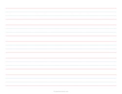 1 Handwriting Paper - 4 Lines - Dashed - Red Blue