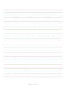 1 Handwriting Paper - 4 Lines - Dashed - Red Blue