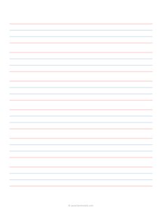 1 Handwriting Paper - 4 Lines - Red Blue