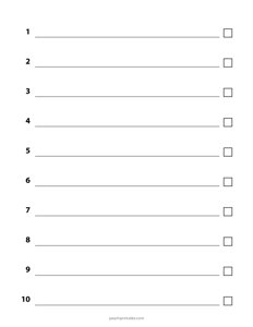 10 Items Numbered Checklist
