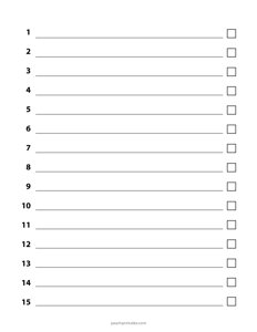 15 Items Numbered Checklist
