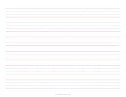 3/4 Handwriting Paper - 4 Lines - Dashed - Red Blue