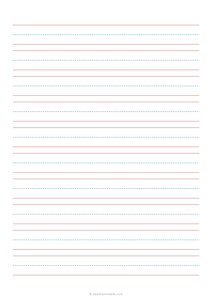3/4 Handwriting Paper (A4) - Red Blue