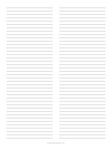 2 Column Lined Paper (Narrow Ruled)