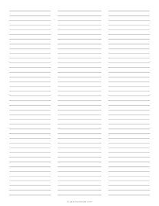3 Column Lined Paper (Narrow Ruled)