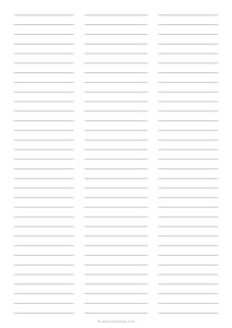 3 Column Lined Paper (Wide Ruled) - A4