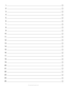 25 Items Numbered Checklist