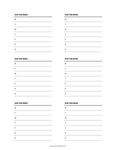 3x3 Post It Note Template - Due This Week