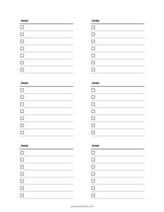 3x3 Post It Note Template - Tasks