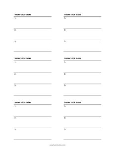 3x3 Post It Note Template - Daily Top Tasks