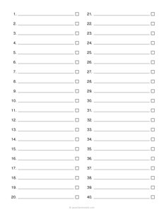 40 Items Numbered Checklist