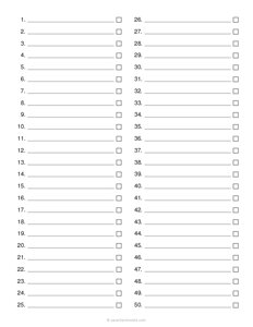 50 Items Numbered Checklist